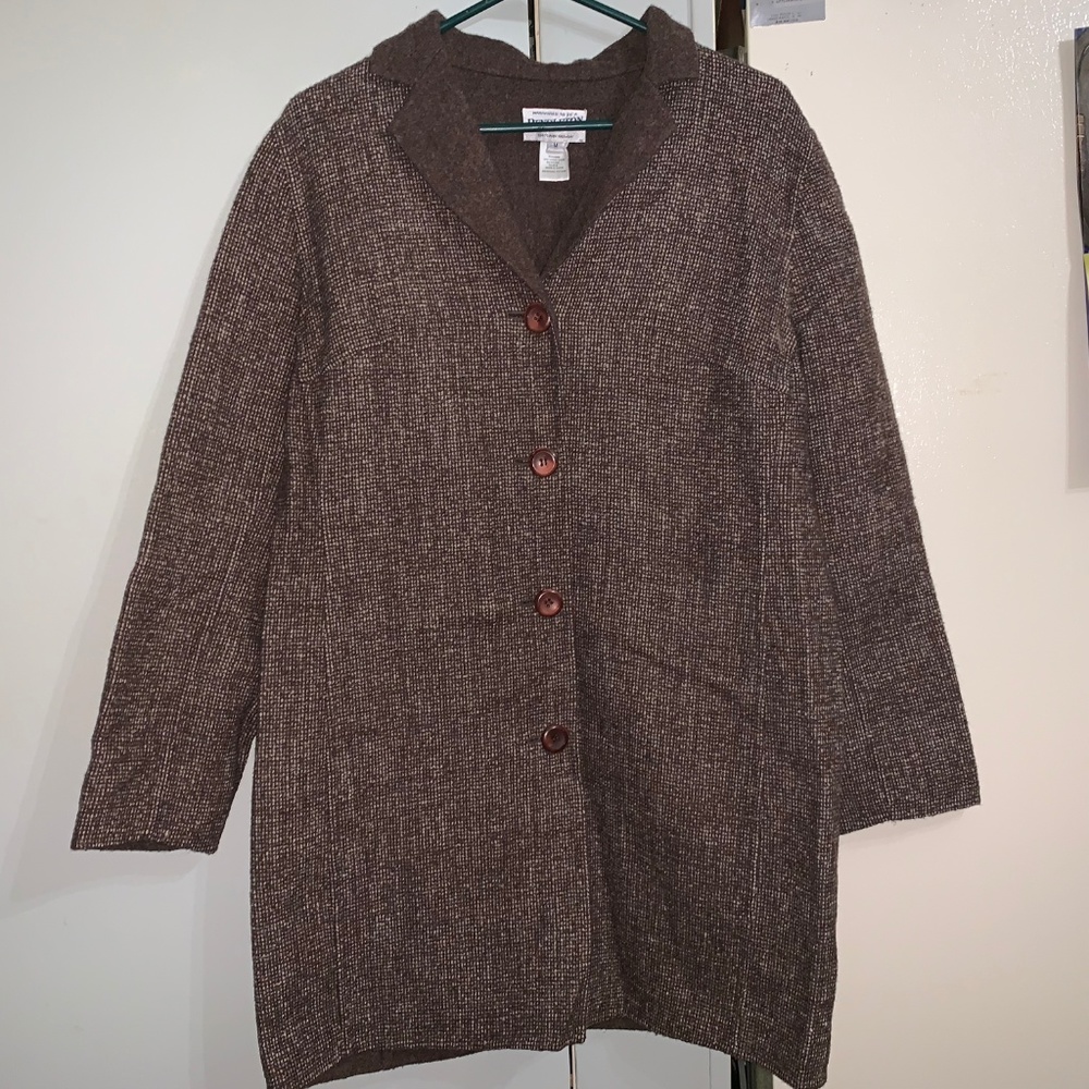 Pendleton Wool Button-Front Coat Speckled Brown - image 5